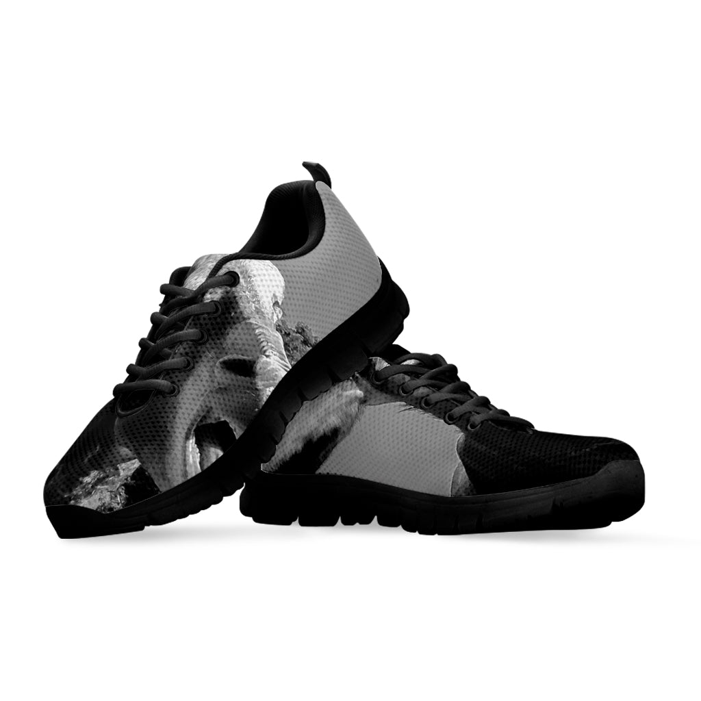 Black And White Funny Donkey Print Black Sneakers
