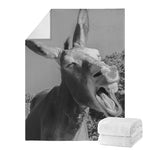 Black And White Funny Donkey Print Blanket