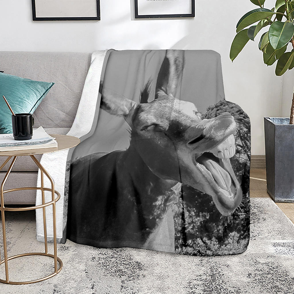 Black And White Funny Donkey Print Blanket