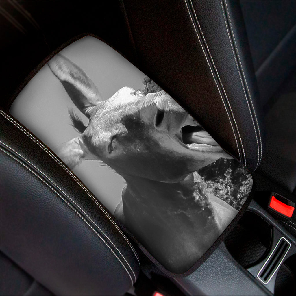 Black And White Funny Donkey Print Car Center Console Cover