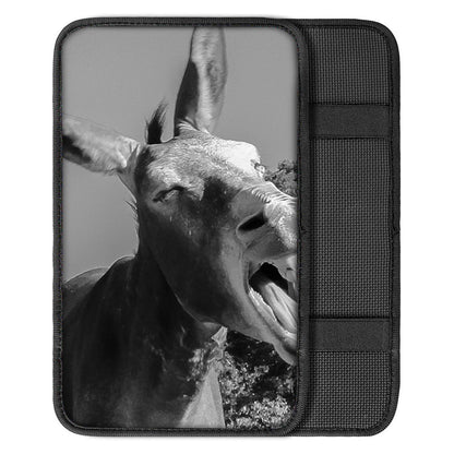 Black And White Funny Donkey Print Car Center Console Cover
