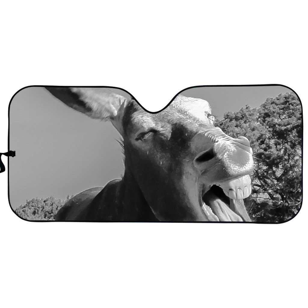 Black And White Funny Donkey Print Car Sun Shade