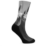 Black And White Funny Donkey Print Crew Socks