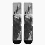 Black And White Funny Donkey Print Crew Socks