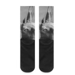 Black And White Funny Donkey Print Crew Socks