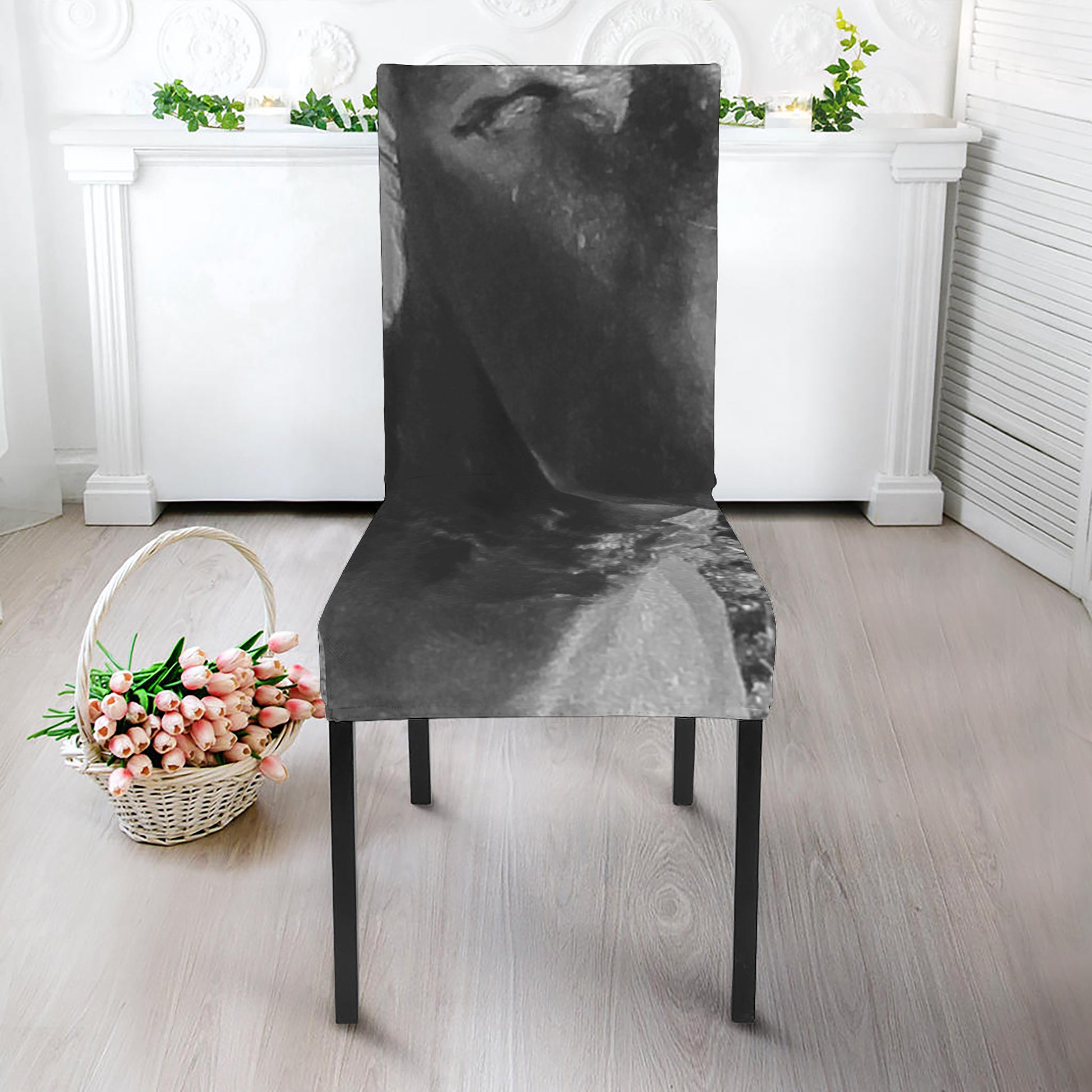 Black And White Funny Donkey Print Dining Chair Slipcover