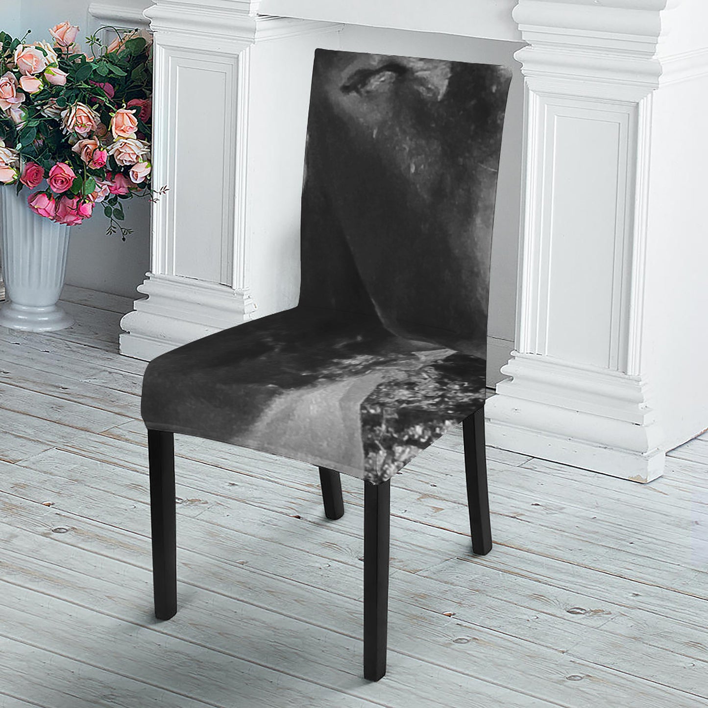 Black And White Funny Donkey Print Dining Chair Slipcover