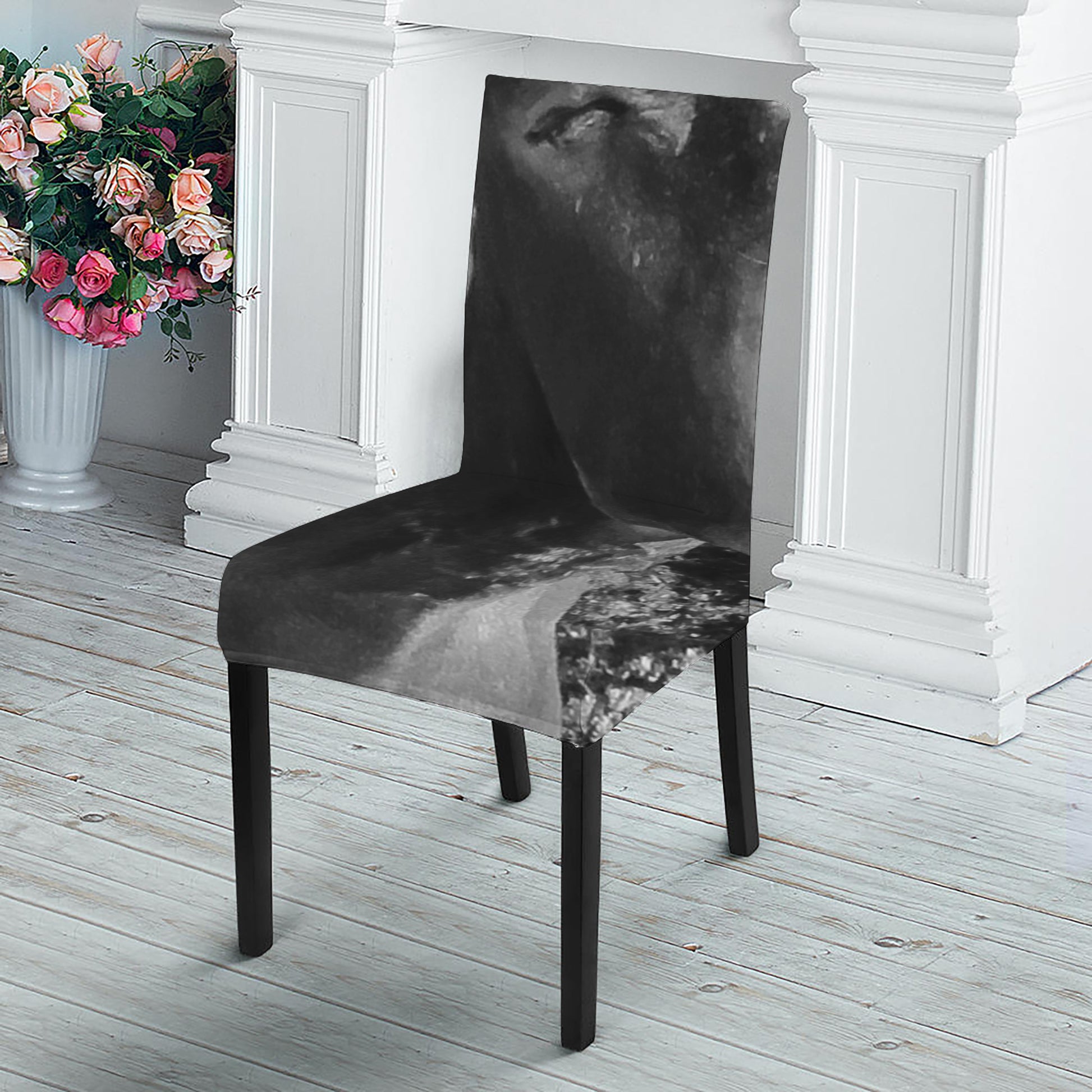 Black And White Funny Donkey Print Dining Chair Slipcover