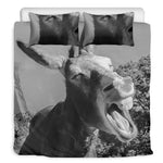 Black And White Funny Donkey Print Duvet Cover Bedding Set