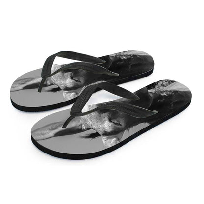 Black And White Funny Donkey Print Flip Flops