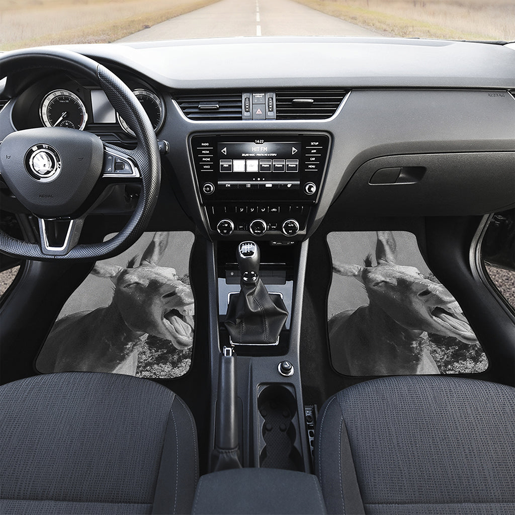 Black And White Funny Donkey Print Front and Back Car Floor Mats
