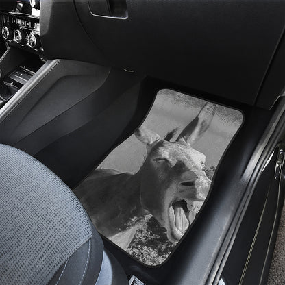 Black And White Funny Donkey Print Front and Back Car Floor Mats