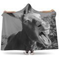 Black And White Funny Donkey Print Hooded Blanket