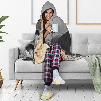 Black And White Funny Donkey Print Hooded Blanket