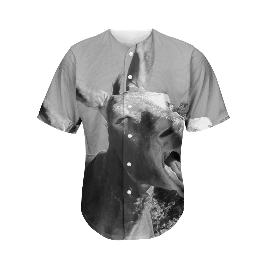 Black And White Funny Donkey Print Men's Baseball Jersey