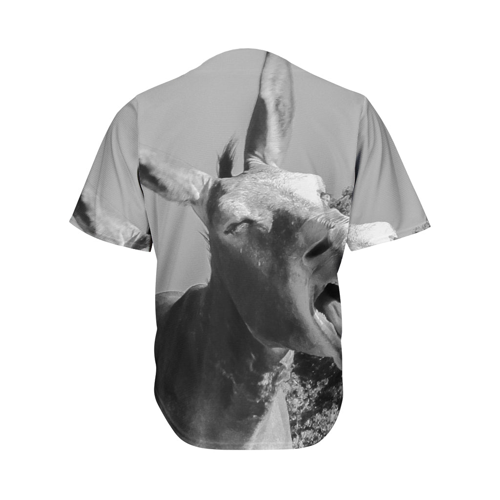 Black And White Funny Donkey Print Men's Baseball Jersey