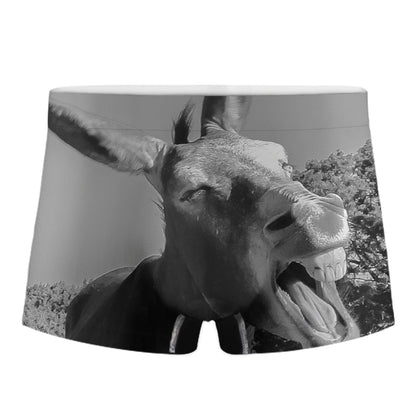Black And White Funny Donkey Print Men's Boxer Briefs