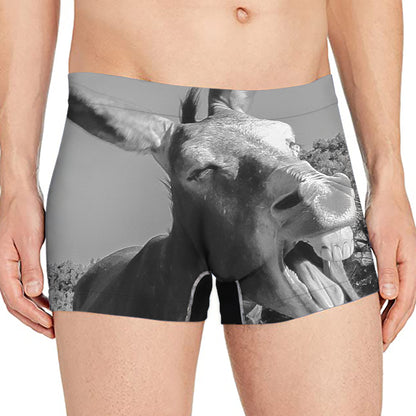 Black And White Funny Donkey Print Men's Boxer Briefs