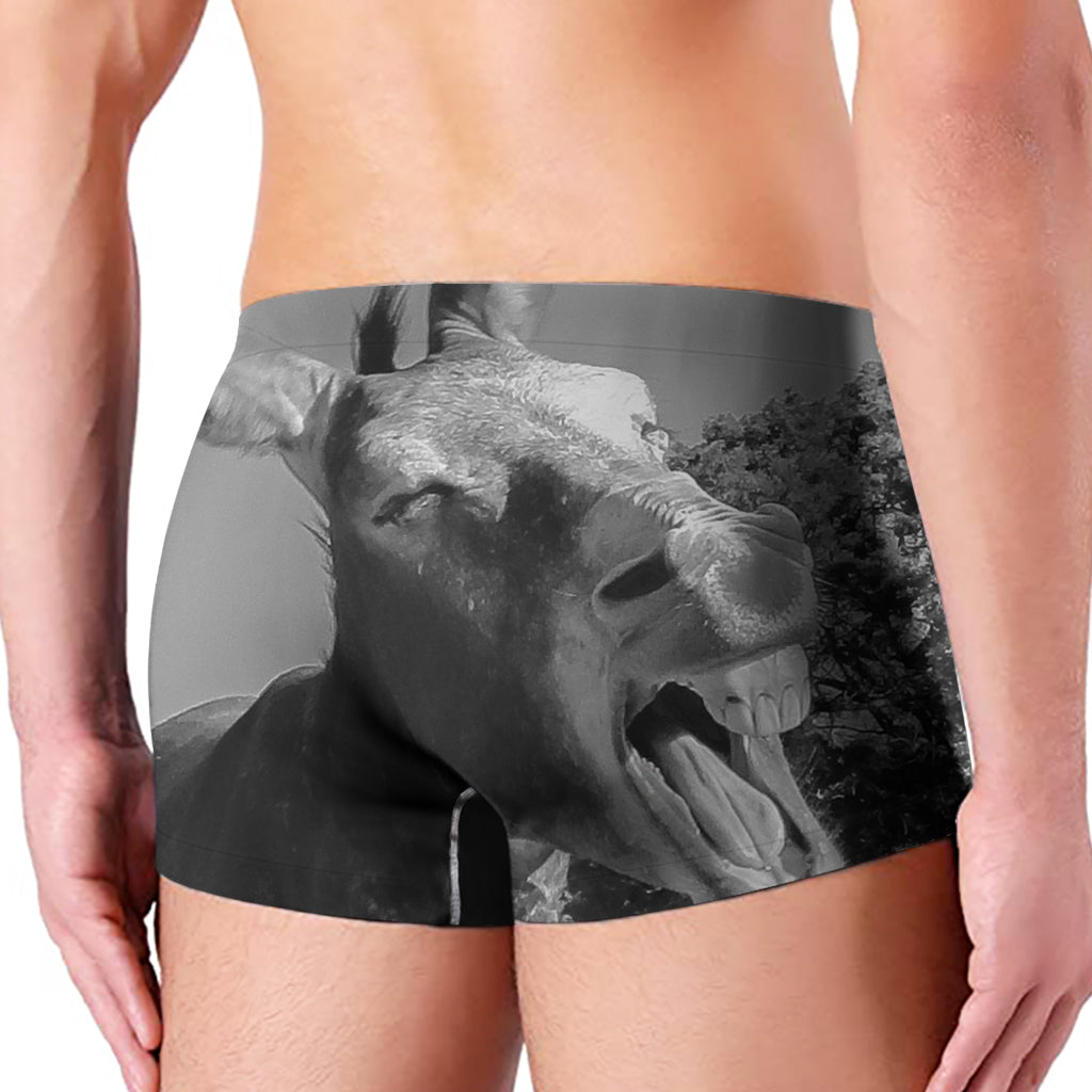Black And White Funny Donkey Print Men's Boxer Briefs