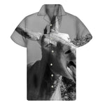 Black And White Funny Donkey Print Men's Short Sleeve Shirt