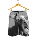 Black And White Funny Donkey Print Men's Shorts