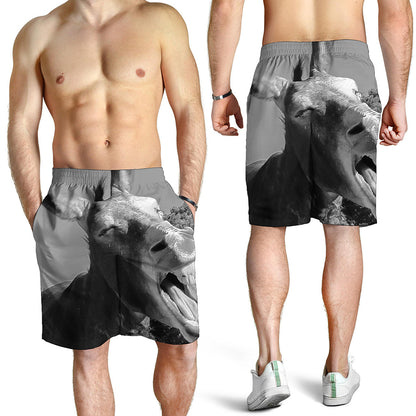 Black And White Funny Donkey Print Men's Shorts