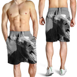 Black And White Funny Donkey Print Men's Shorts