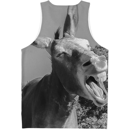 Black And White Funny Donkey Print Men's Tank Top