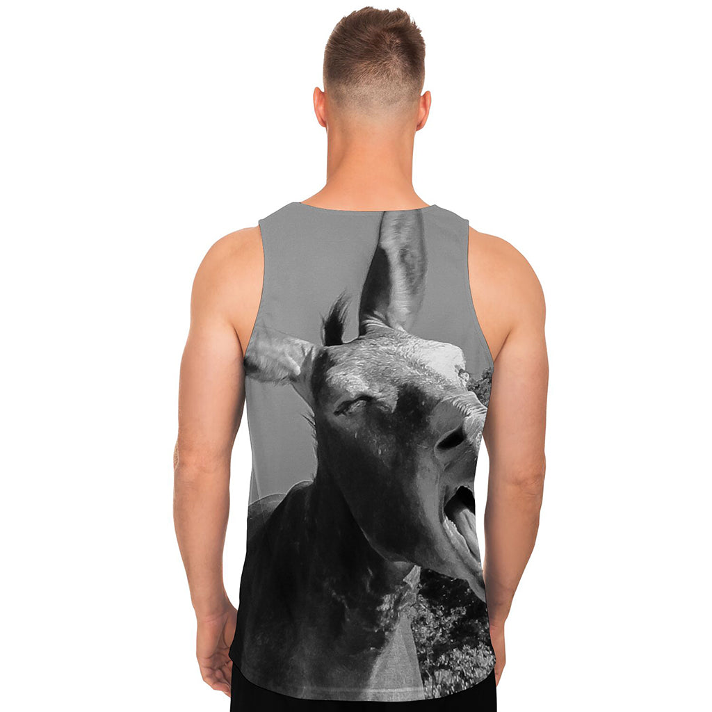 Black And White Funny Donkey Print Men's Tank Top