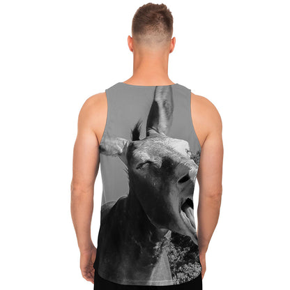 Black And White Funny Donkey Print Men's Tank Top