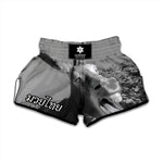 Black And White Funny Donkey Print Muay Thai Boxing Shorts