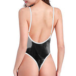 Black And White Funny Donkey Print One Piece High Cut Swimsuit