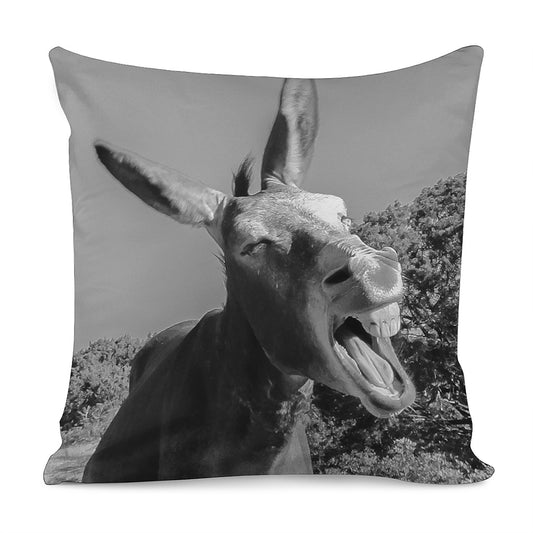 Black And White Funny Donkey Print Pillow Cover