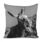 Black And White Funny Donkey Print Pillow Cover