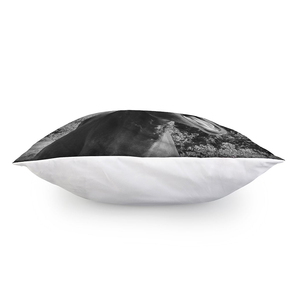 Black And White Funny Donkey Print Pillow Cover
