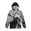Black And White Funny Donkey Print Pullover Hoodie