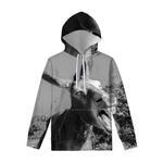 Black And White Funny Donkey Print Pullover Hoodie