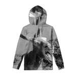 Black And White Funny Donkey Print Pullover Hoodie