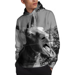 Black And White Funny Donkey Print Pullover Hoodie