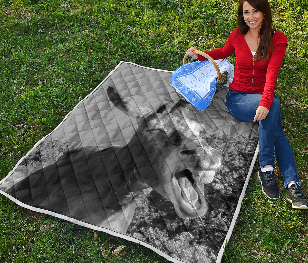 Black And White Funny Donkey Print Quilt