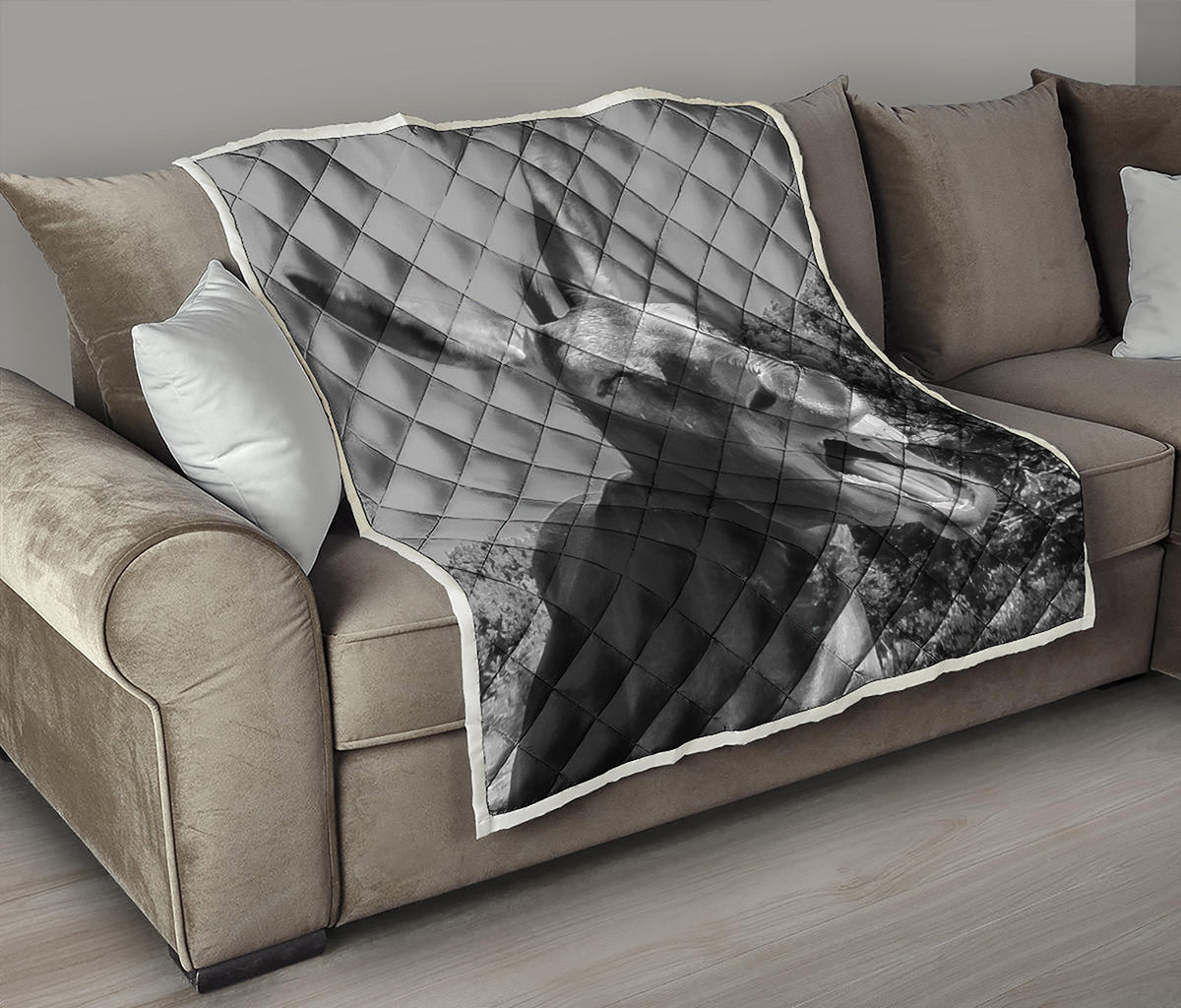 Black And White Funny Donkey Print Quilt