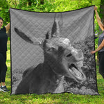 Black And White Funny Donkey Print Quilt