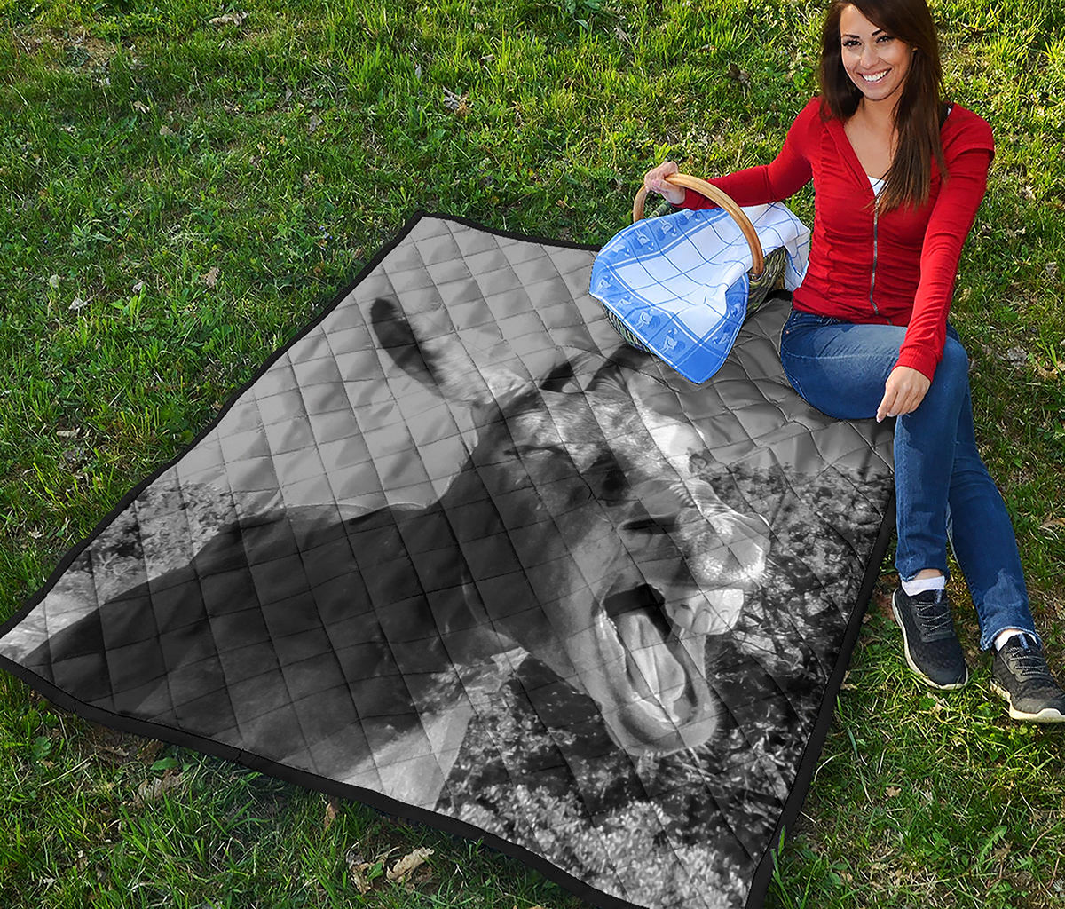 Black And White Funny Donkey Print Quilt
