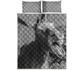 Black And White Funny Donkey Print Quilt Bed Set