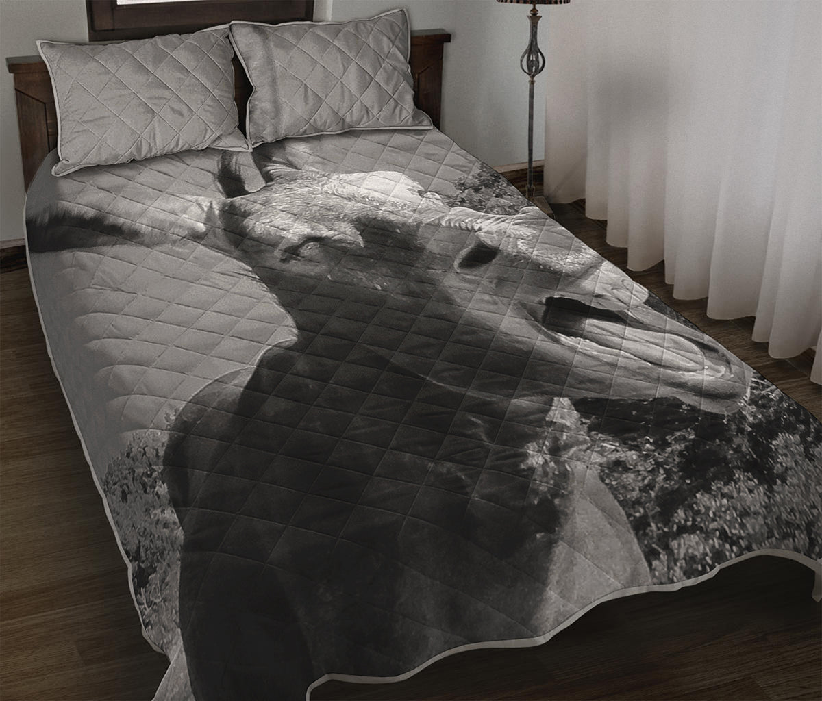 Black And White Funny Donkey Print Quilt Bed Set