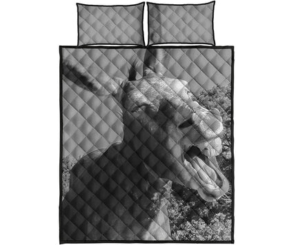 Black And White Funny Donkey Print Quilt Bed Set