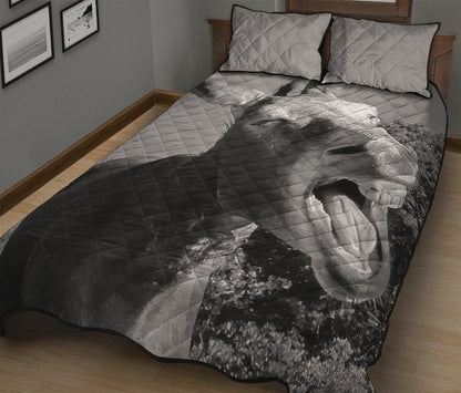 Black And White Funny Donkey Print Quilt Bed Set