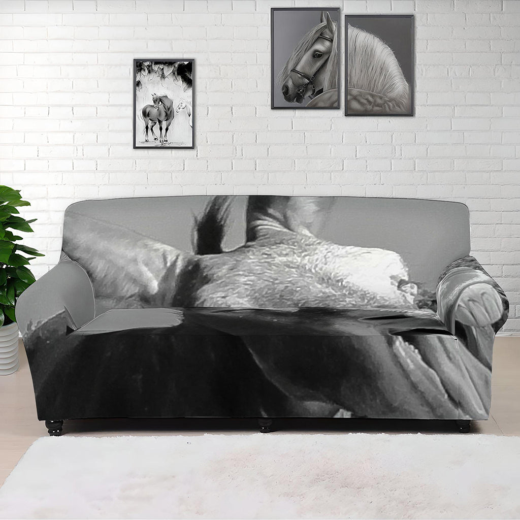 Black And White Funny Donkey Print Sofa Cover