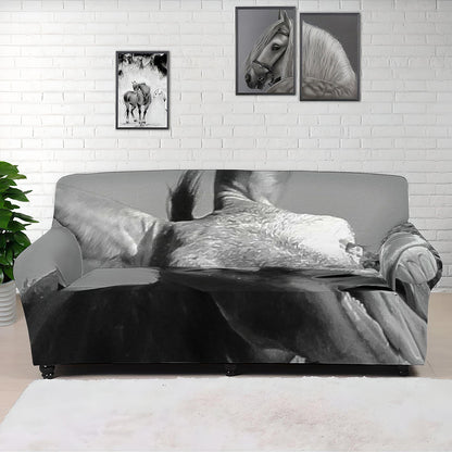 Black And White Funny Donkey Print Sofa Cover