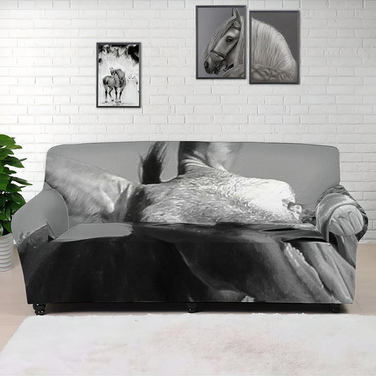 Black And White Funny Donkey Print Sofa Cover